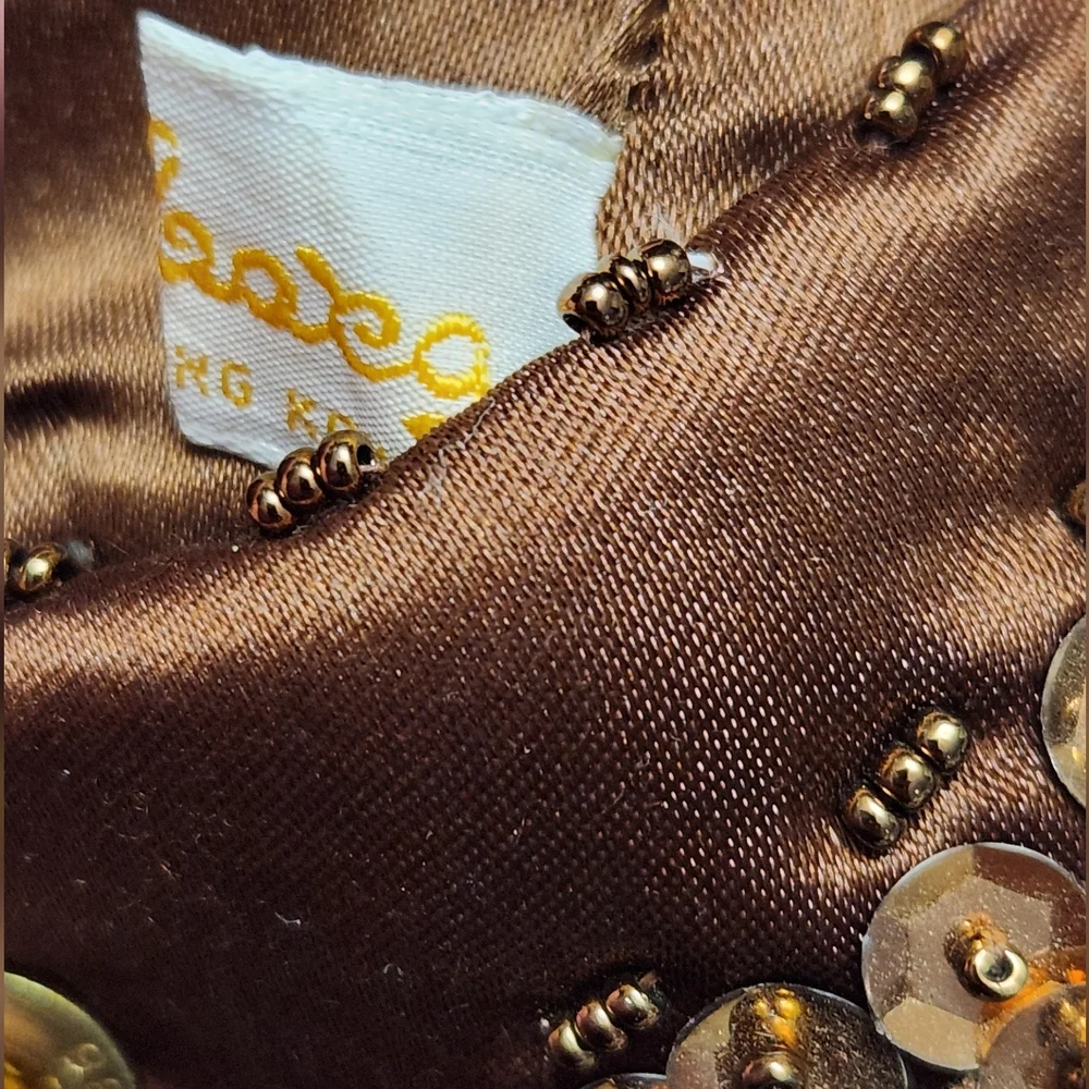 Vintage Walborg Beaded Sequin Chocolate Brown Clutch Bag